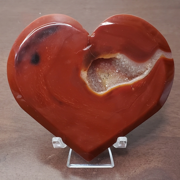 Carnelian Crystal Heart With Druzy - Picture 3 of 9